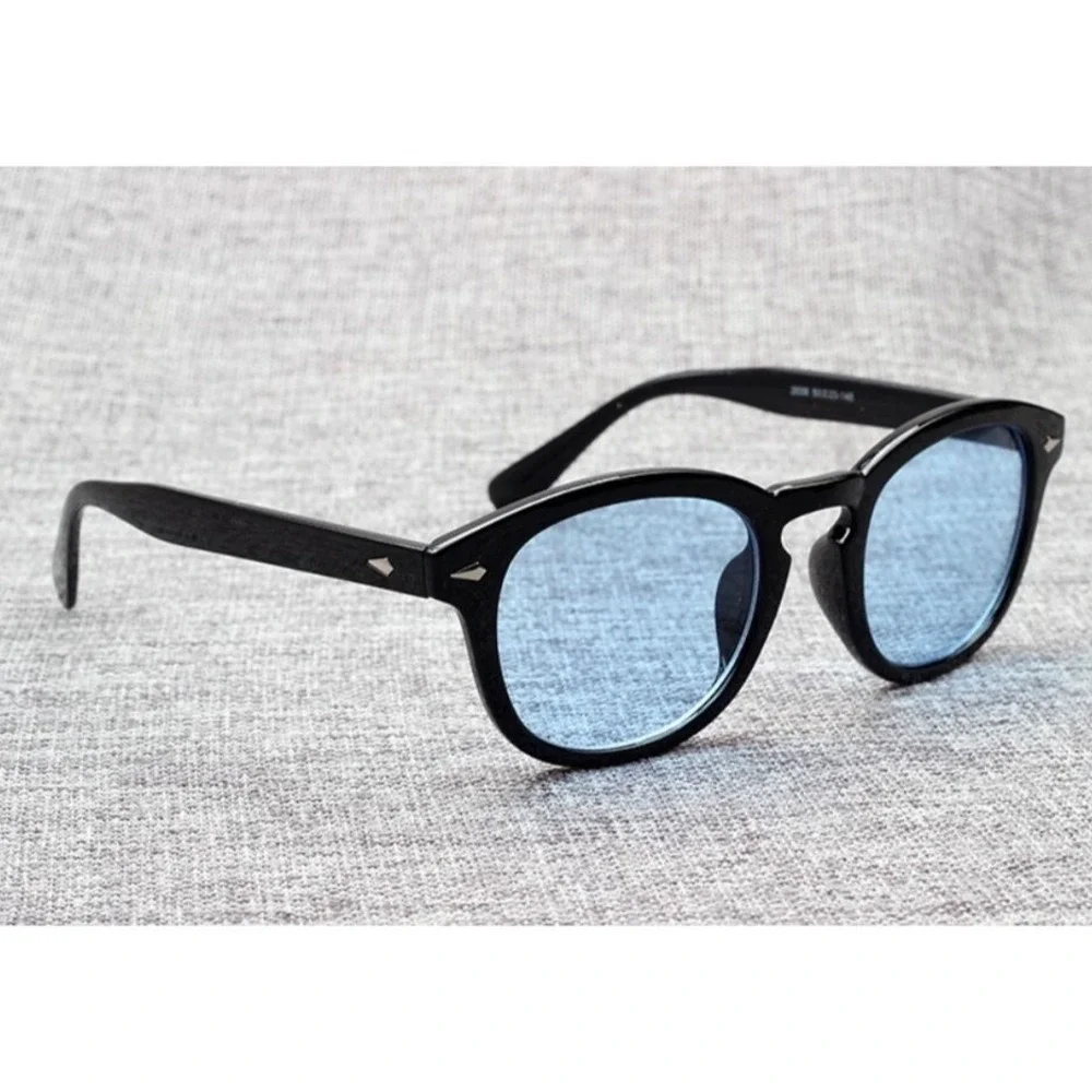 Blue‎ Lens Sunglasses Round Frame Retro Style Men's Fashion Lentes Gafas Humbres